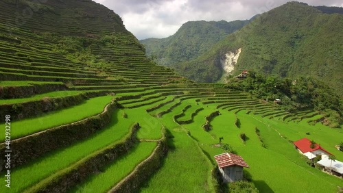 Aerial view of the ancient Ifugao Rice Terraces at Batad in northern Luzon, Philippines. photo