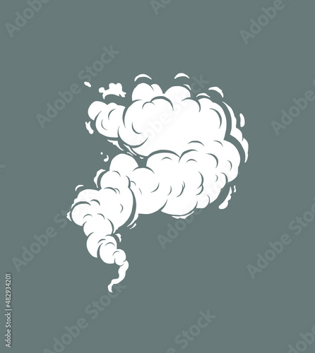 Vector smoke set effects template. Cartoon steam clouds, mist, puff, fog, watery vapor, or dust explosion 2D VFX illustration. Clip art element for game, print, advertising, menu, and web design.