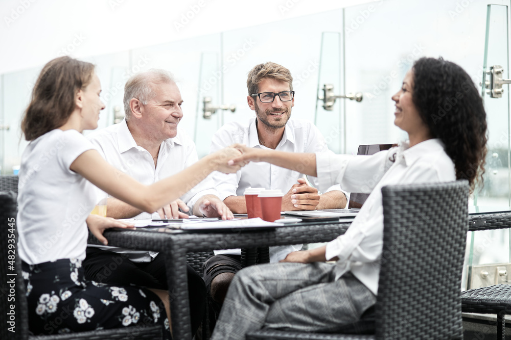 Fototapeta premium Business handshake. Business handshake and business people concept.