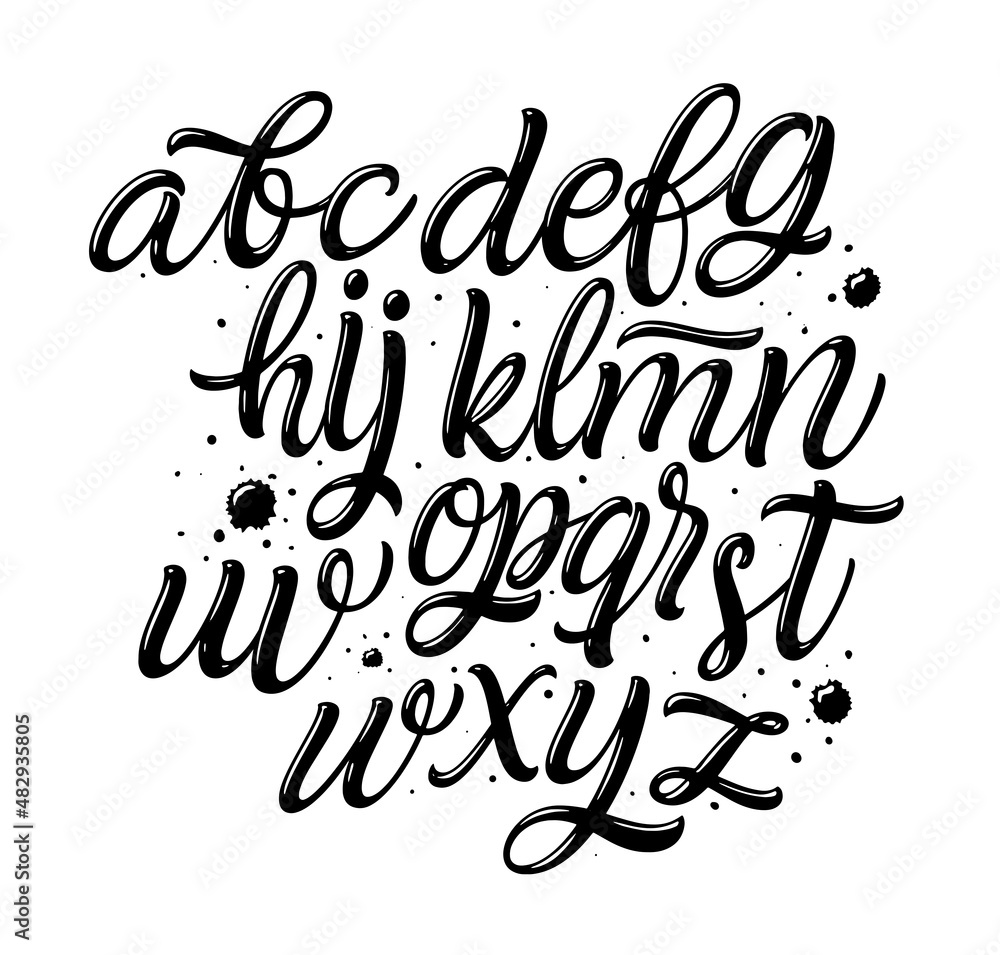 Vector hand drawn alphabet isolated on white background. Brush painted letters. Decorative artistic font. Black letters.
Vector hand drawn alphabet isolated on white background. Brush painted letters. Decorative artistic font. Black letters.