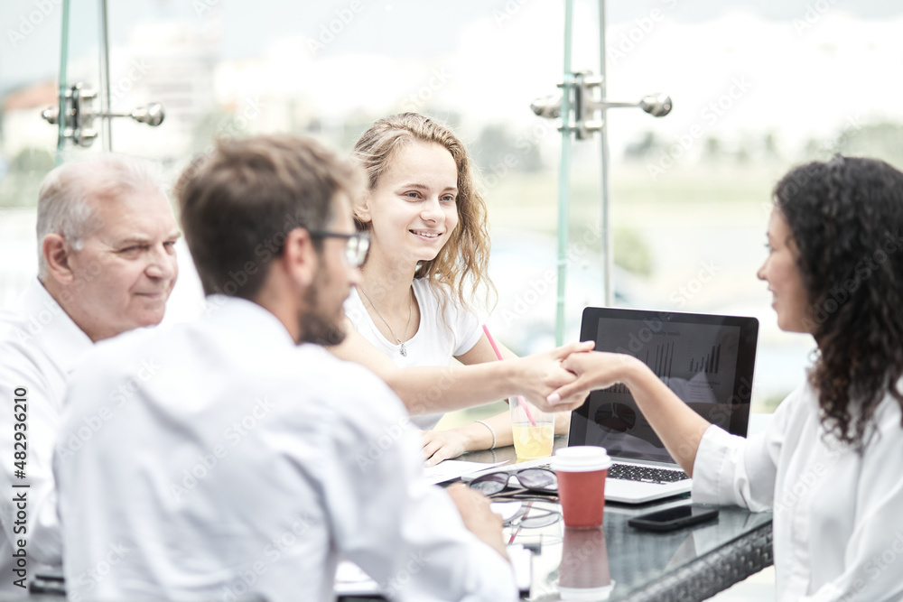 Fototapeta premium Business handshake. Business handshake and business people concept.