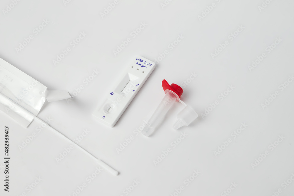 antigen test kit covid-19 diagnostic with nasal swabs, tube and detection device