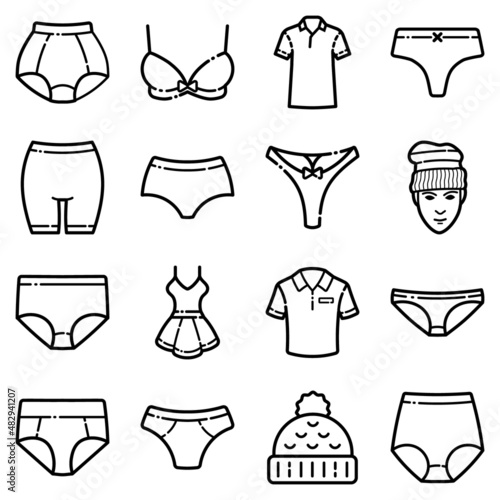 Clothes Flat Icon Set Isolated On White Background