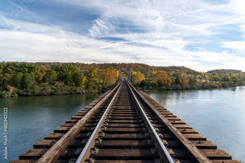 Fotografie, Obraz Railroad Train Trestle Bridge