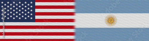 Argentina and United States Of America Fabric Texture Flag – 3D Illustration