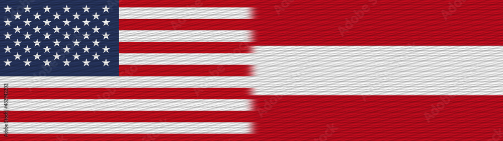 Austria and United States Of America Fabric Texture Flag – 3D Illustration Austria and United States Of America Fabric Texture Flag – 3D Illustration
