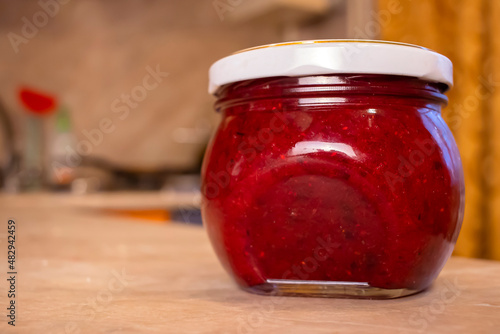 A jar of cranberry jam