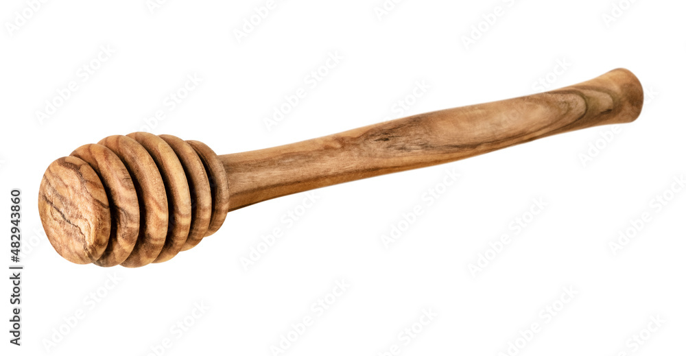 Wooden honey dipper isolated on white background Wooden honey dipper isolated on white background