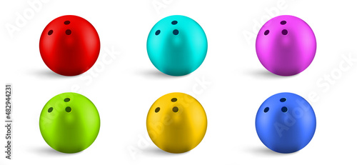 Colorful bowling ball set. Vector illustration EPS 10