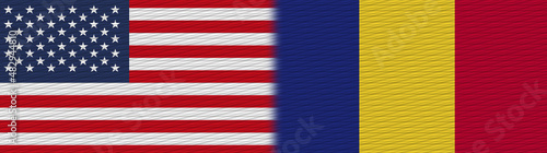 Romania and United States Of America Fabric Texture Flag     3D Illustration