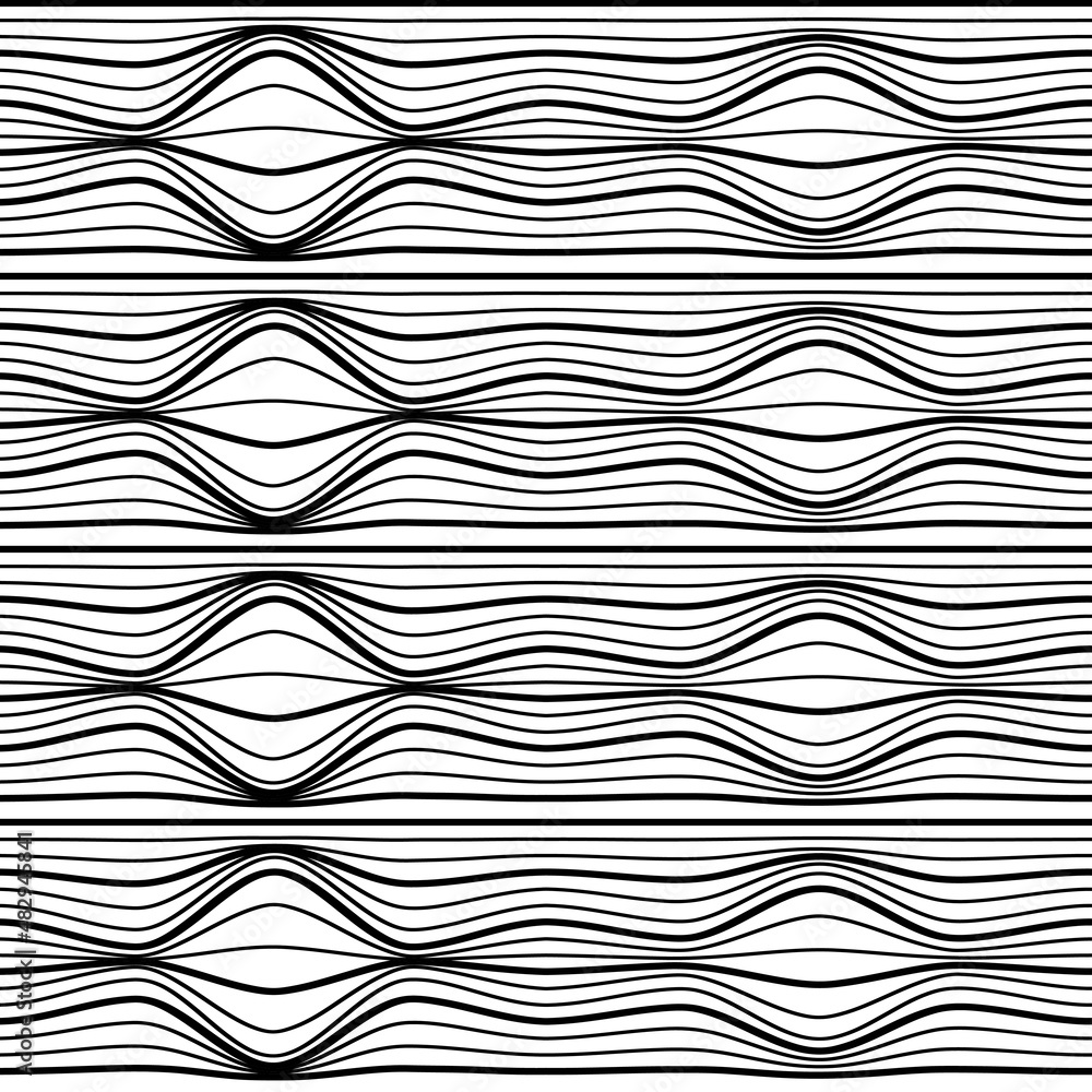 Seamless optical vector lines.
Horizontal waves in motion, creating an illusion of a point. Seamless optical vector lines.
Horizontal waves in motion, creating an illusion of a point.