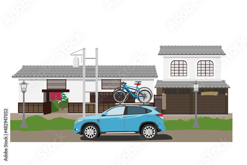 古民家と車