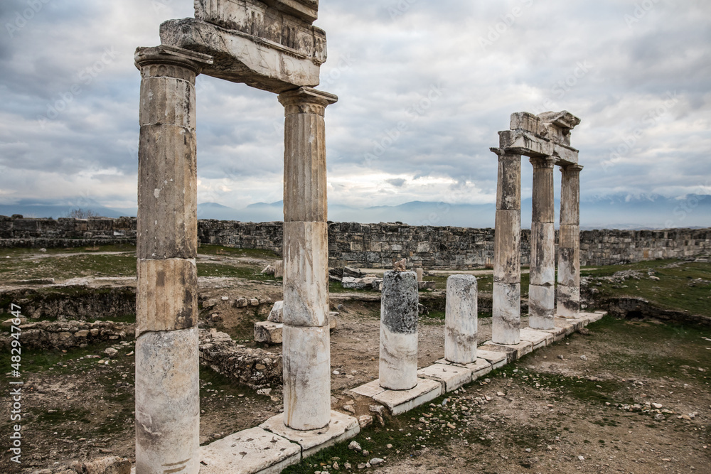 Ruins of Hierapolis, now Pamukkale, in Turkey