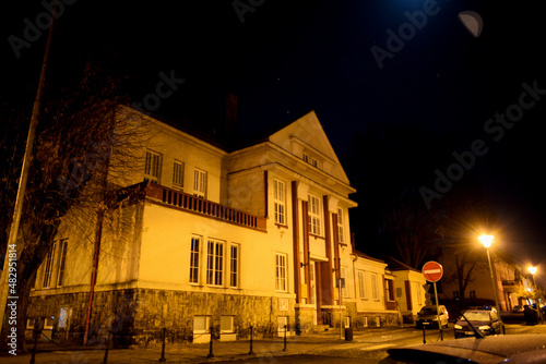 Václav Čtvrtek librari in Jičín. Town at nigth. With stars and moonlight.