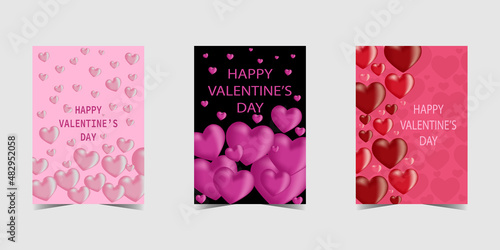 Set of Happy Valentine's Day. Design backgrounds for Greeting card or banner Vector EPS10 