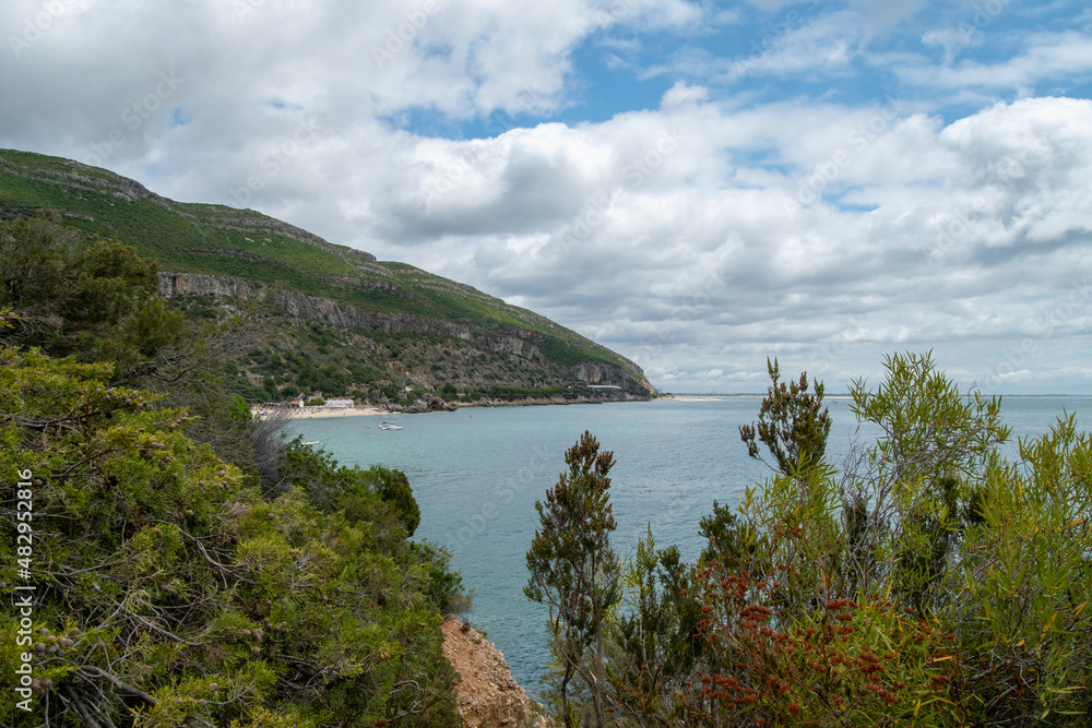 Hiking views on Arrábida natural park in Portugal. Mountains and ocean landscapes. Hiking views on Arrábida natural park in Portugal. Mountains and ocean landscapes.