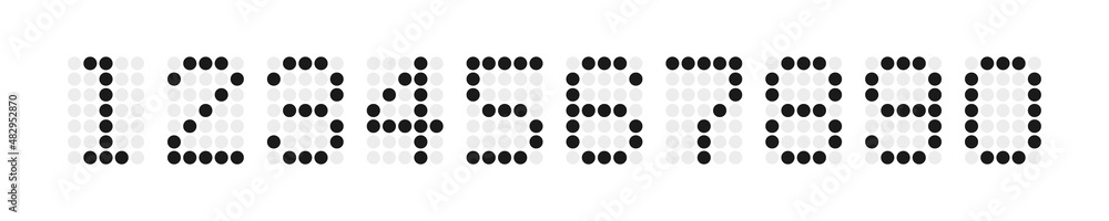 Digital electronic figures set pixel style. Digital numbers for watch, alarm clock, countdown and timer. Vector illustration graphic design Digital electronic figures set pixel style. Digital numbers for watch, alarm clock, countdown and timer. Vector illustration graphic design