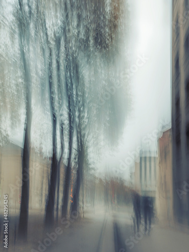 Slika na platnu Photo de rue dans le brouillard boulevard de la Tremouille, Dijon, France