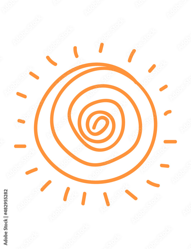 orange bright sun vector for kids in cute doodle design orange bright sun vector for kids in cute doodle design