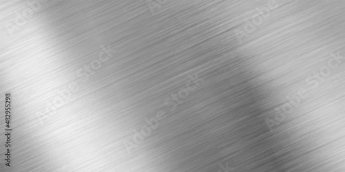 Stainless steel metal surface background or aluminum brushed silver texture with reflection.   