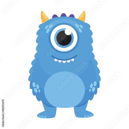 Cute vector monster character. Vector illustration.