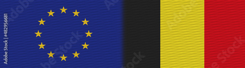 Belgium and European Union Europe Fabric Texture Flag – 3D Illustration
