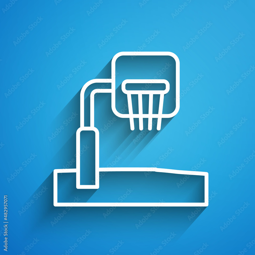 White line Basketball backboard icon isolated on blue background. Long shadow. Vector White line Basketball backboard icon isolated on blue background. Long shadow. Vector
