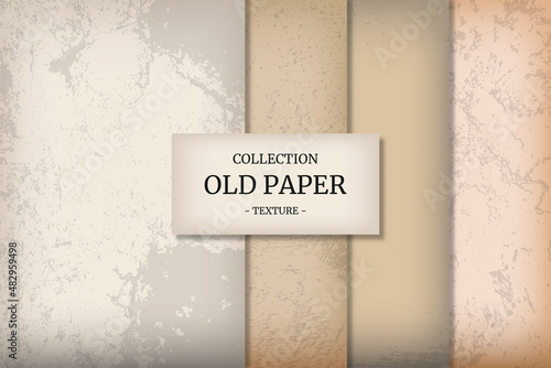 Collection of old paper textures. Newspaper with old grunge vintage unreadable paper texture background. Retro paper background. Vector illustration
