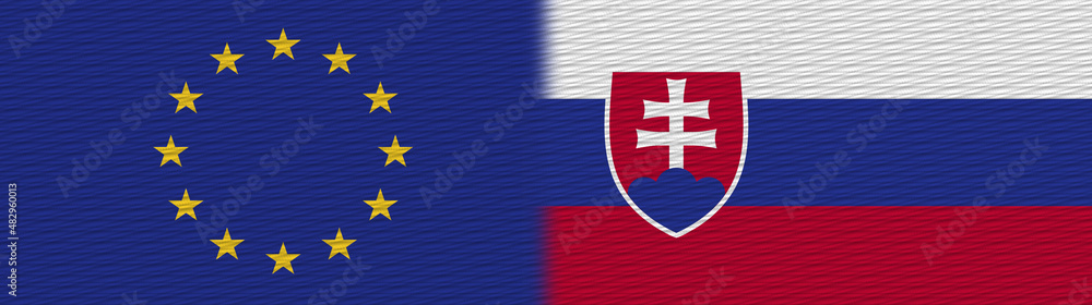 Fototapeta premium Slovakia and European Union Europe Fabric Texture Flag – 3D Illustration