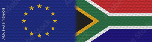 South Africa and European Union Europe Fabric Texture Flag – 3D Illustration