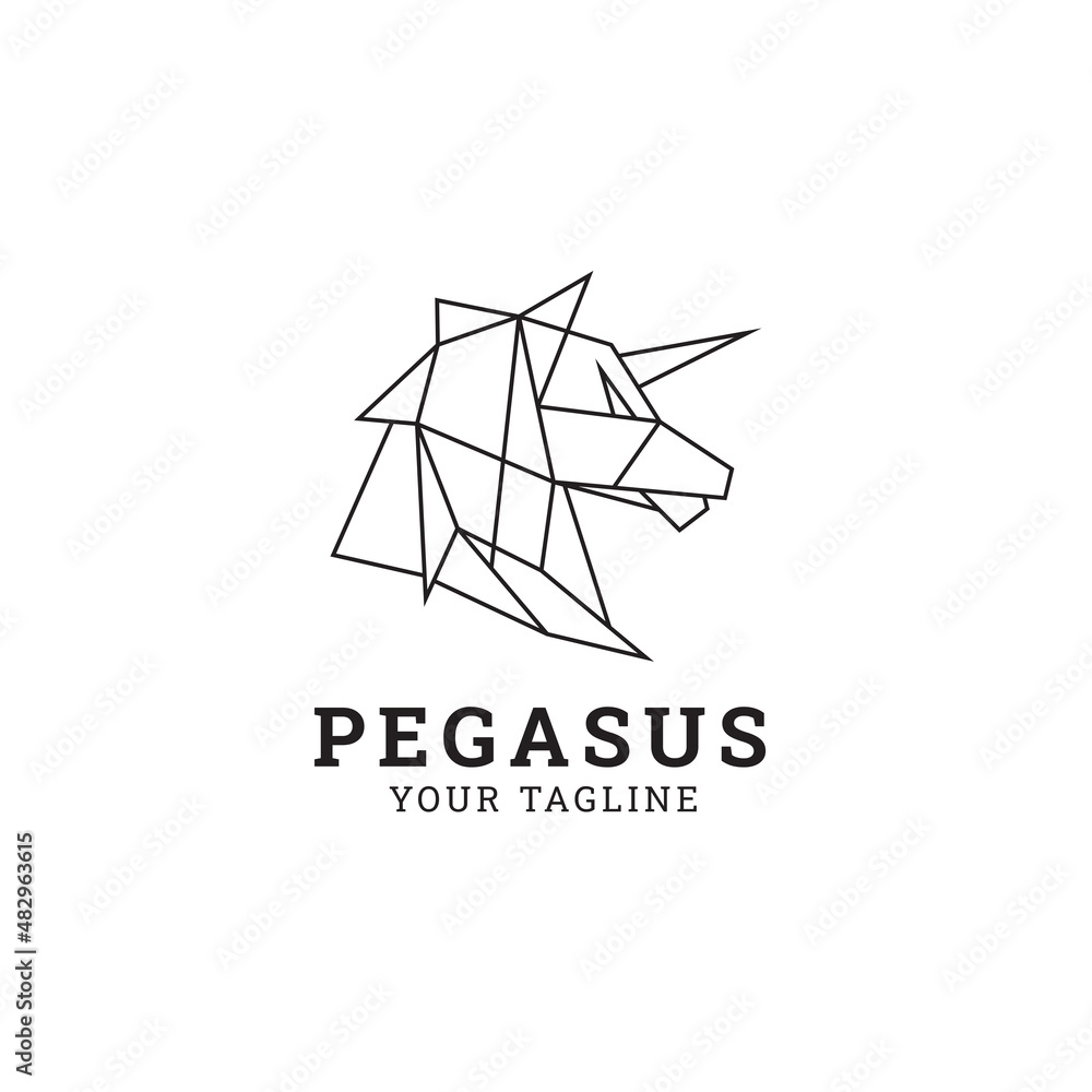 geometric pegasus horse logo design