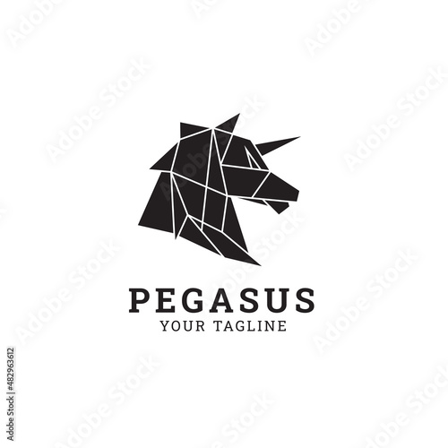 geometric pegasus horse logo design