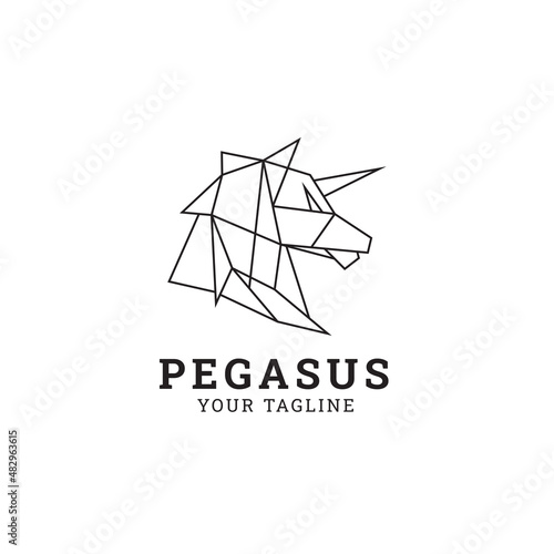 geometric pegasus horse logo design