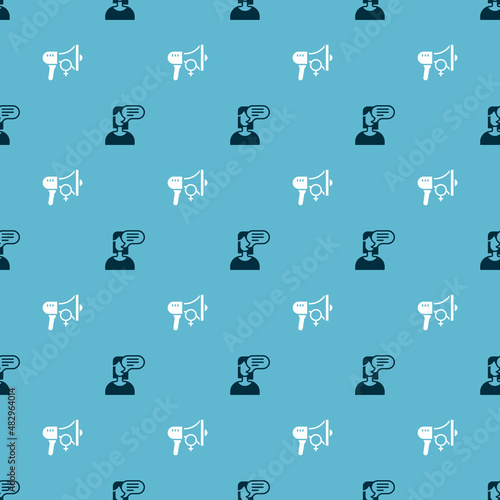 Set Female opinion and Feminist activist on seamless pattern. Vector