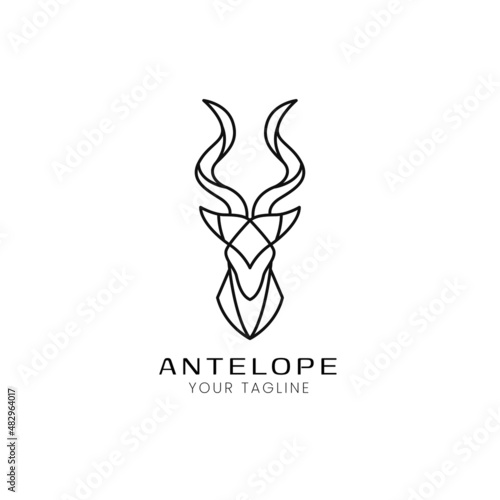 minimalist line antelope logo design