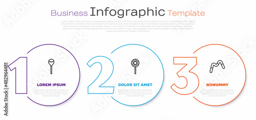 Set line Lollipop, and Jelly worms candy. Business infographic template. Vector
