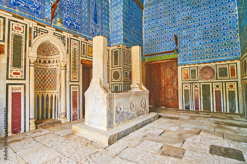 Tomb of Ibrahim Agha Mustahfizan, Mausoleum of Aqsunqur (Blue) Mosque, Cairo, Egypt photo