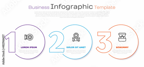 Set line Jewelry store, Gem stone and Diamond engagement ring in box. Business infographic template. Vector