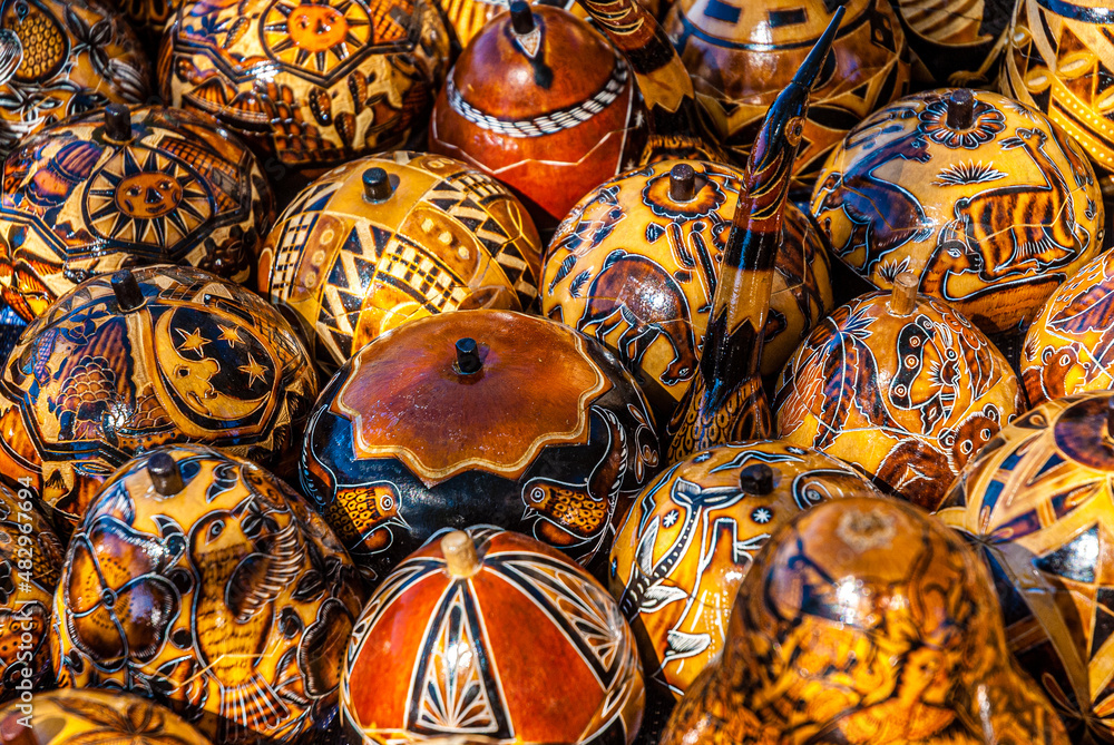 gourds decorated for sale in the market