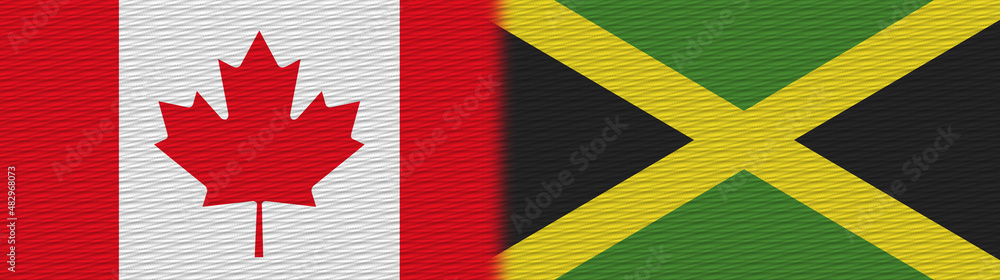 Jamaica and Canada Canadian Fabric Texture Flag – 3D Illustration Jamaica and Canada Canadian Fabric Texture Flag – 3D Illustration