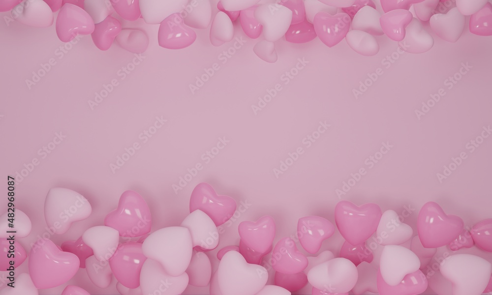 3d render. Heart flying on pink pastel color background. Cute love banner or greeting card design for Happy Women's, Mother's, Valentine's Day and Birthday.