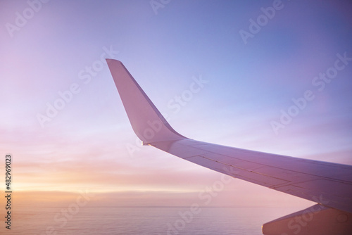 flight by plane. travel. recreation concept. wing of the plane
