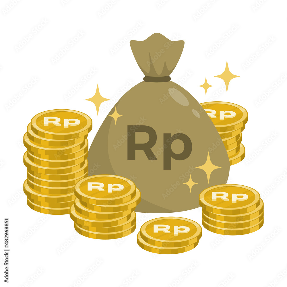 Gold rupiah coins money. Flat design. Editable vector format. Gold rupiah coins money. Flat design. Editable vector format.