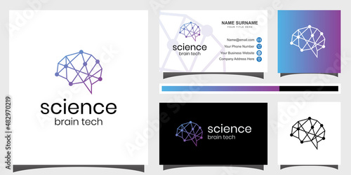 smart technology, Brain connect logo design, smart brain logo elements with business card