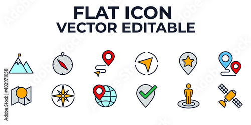 Navigation. location, GPS elements set icon symbol template for graphic and web design collection logo vector illustration