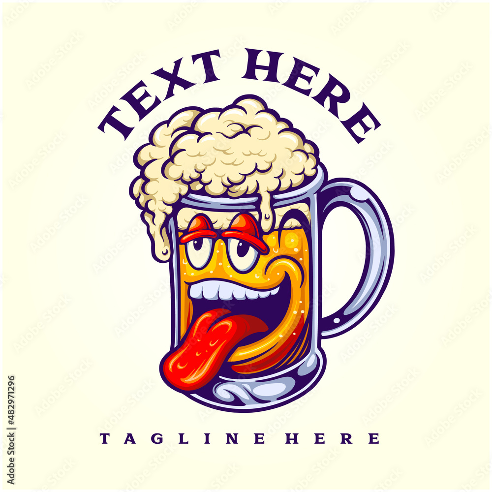 Funny beer glass cartoon Vector illustrations for your work Logo, mascot merchandise t-shirt, stickers and Label designs, poster, greeting cards advertising business company or brands.