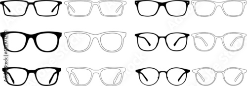 eye glasses design icon set. Retro eye glasses vector icon. Retro glasses eye health eyewear. rim sunglasses design
