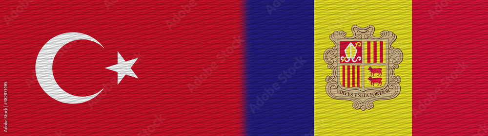 Obraz premium Andorra and Turkey Turkish Fabric Texture Flag – 3D Illustration