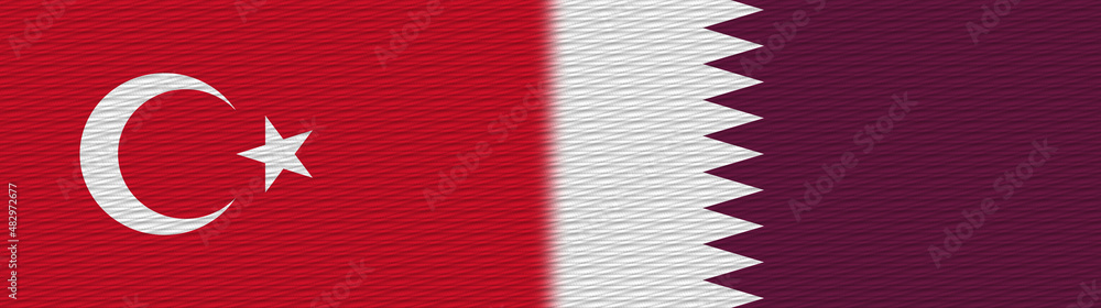 Obraz premium Qatar and Turkey Turkish Fabric Texture Flag – 3D Illustration