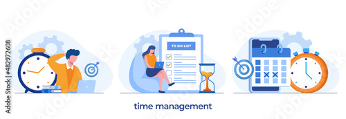 Business time management, deadline concept, planner, start up flat vector illustration banner